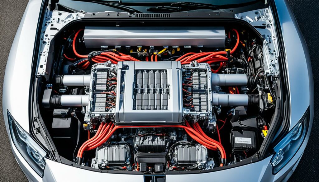 Hybridfahrzeug Batterie und Elektromotor